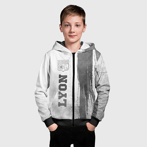 Детская толстовка на молнии Lyon - white gradient по-вертикали / 3D-Черный – фото 3