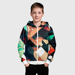 Толстовка на молнии детская Сине-бежевый абстракция, цвет: 3D-белый — фото 2