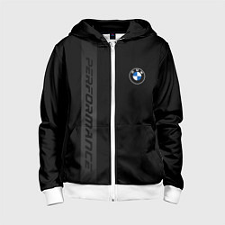 Толстовка на молнии детская BMW - перфоманс монохром, цвет: 3D-белый