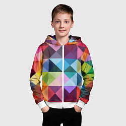 Толстовка на молнии детская Цветные квадраты, цвет: 3D-белый — фото 2