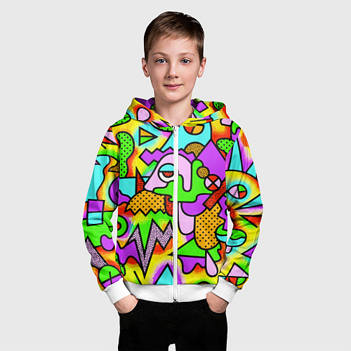Детская толстовка на молнии Абстрактный цветной паттерн / 3D-Белый – фото 3