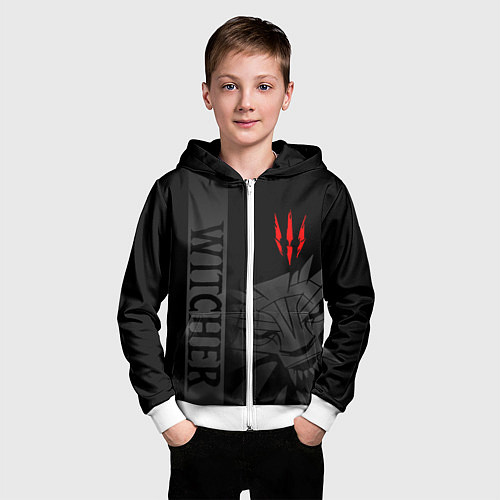 Детская толстовка на молнии Ведьмак - школа волка / 3D-Белый – фото 3