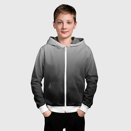 Детская толстовка на молнии Текстурированный градиент тёмно-серый / 3D-Белый – фото 3