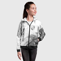 Толстовка на молнии детская Porsche - white gradient вертикально, цвет: 3D-черный — фото 2