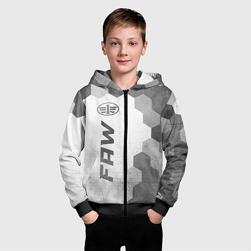Детская толстовка на молнии FAW - white gradient по-вертикали / 3D-Черный – фото 3
