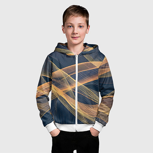 Детская толстовка на молнии Световые волны / 3D-Белый – фото 3