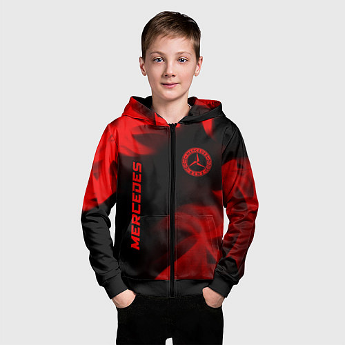 Детская толстовка на молнии Mercedes - red gradient вертикально / 3D-Черный – фото 3
