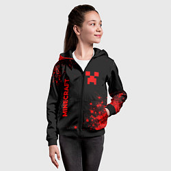 Толстовка на молнии детская Minecraft - red gradient вертикально, цвет: 3D-черный — фото 2