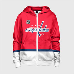 Толстовка на молнии детская Вашингтон Кэпиталз хоккей, цвет: 3D-белый