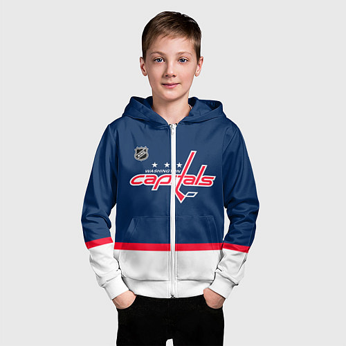 Детская толстовка на молнии Washington Capitals hockey team / 3D-Белый – фото 3
