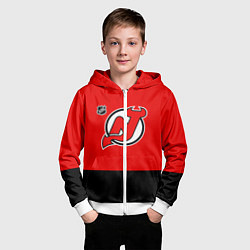 Толстовка на молнии детская Нью Джерси Девилз хоккей, цвет: 3D-белый — фото 2