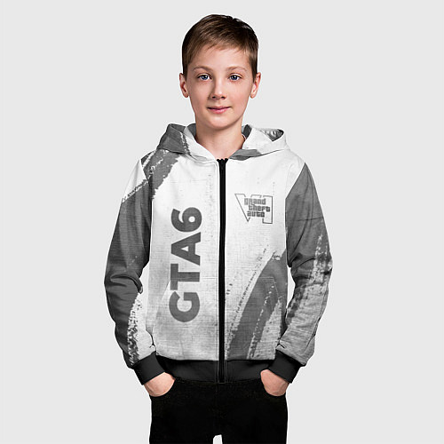 Детская толстовка на молнии GTA6 - white gradient вертикально / 3D-Черный – фото 3