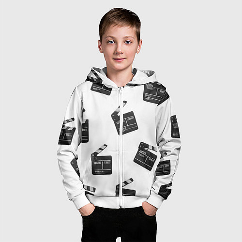 Детская толстовка на молнии Съёмочная хлопушка / 3D-Белый – фото 3