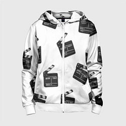 Толстовка на молнии детская Съёмочная хлопушка, цвет: 3D-белый