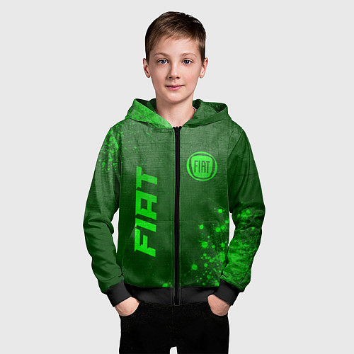 Детская толстовка на молнии Fiat - green gradient вертикально / 3D-Черный – фото 3