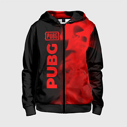 Толстовка на молнии детская PUBG - red gradient по-вертикали, цвет: 3D-черный