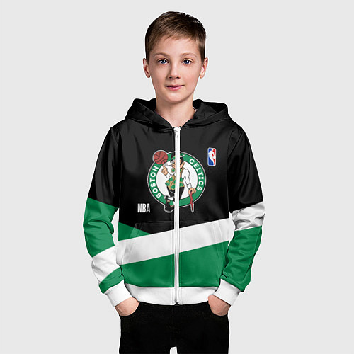 Детская толстовка на молнии Бостон Селтикс НБА / 3D-Белый – фото 3