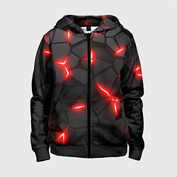 Толстовка на молнии детская Красная неоновая броня, цвет: 3D-черный