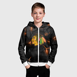 Толстовка на молнии детская Чикаго Блэкхокс - плиты с подсветкой, цвет: 3D-белый — фото 2