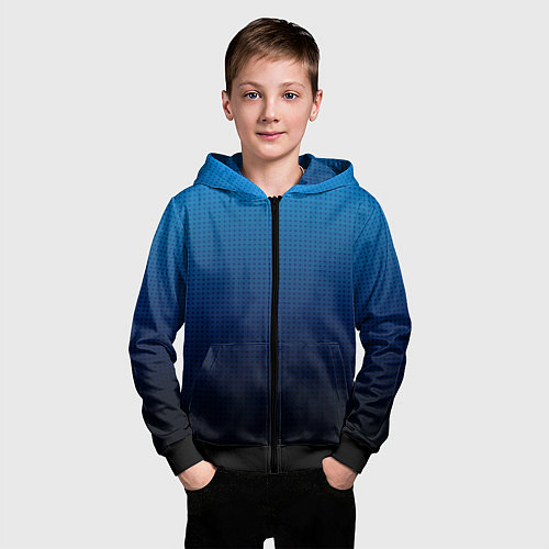 Детская толстовка на молнии Из голубого в чёрный градиент с точками / 3D-Черный – фото 3