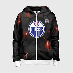Толстовка на молнии детская Эдмонтон Ойлерз - НХЛ хоккей, цвет: 3D-белый