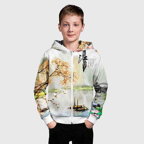 Детская толстовка на молнии China Landscape / 3D-Белый – фото 3