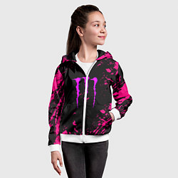 Толстовка на молнии детская Monster energy неоновые краски лого, цвет: 3D-белый — фото 2