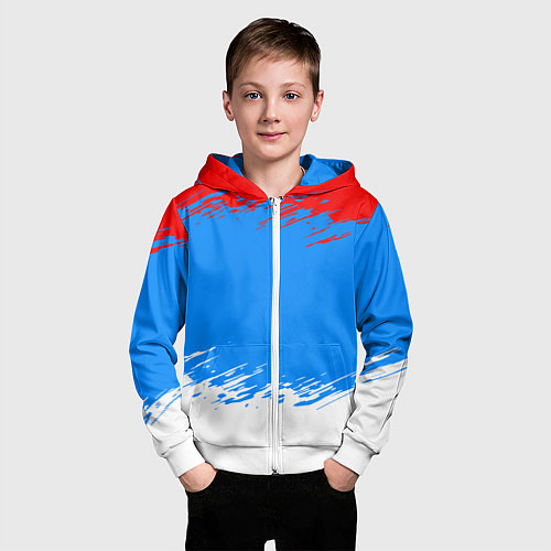 Детская толстовка на молнии Патриот - флаг / 3D-Белый – фото 3