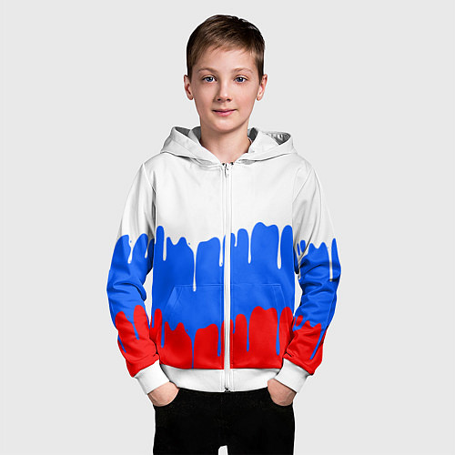 Детская толстовка на молнии Патриот - флаг / 3D-Белый – фото 3