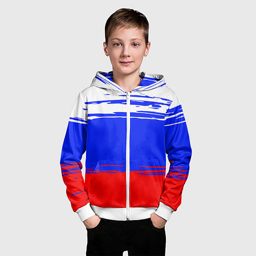 Детская толстовка на молнии Патриот - флаг / 3D-Белый – фото 3