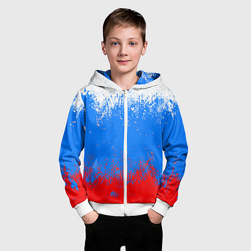 Детская толстовка на молнии Патриот - флаг / 3D-Белый – фото 3