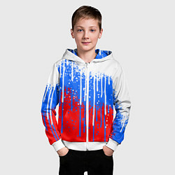 Толстовка на молнии детская Патриот - флаг, цвет: 3D-белый — фото 2