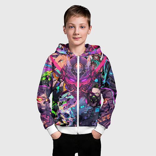 Детская толстовка на молнии Стиль Cyberpunk / 3D-Белый – фото 3