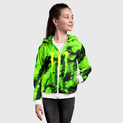 Толстовка на молнии детская Monster energy кислотное лого, цвет: 3D-белый — фото 2