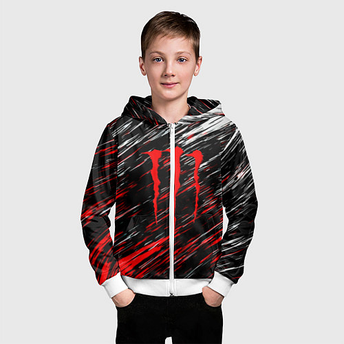 Детская толстовка на молнии Monster energy полосы красок / 3D-Белый – фото 3