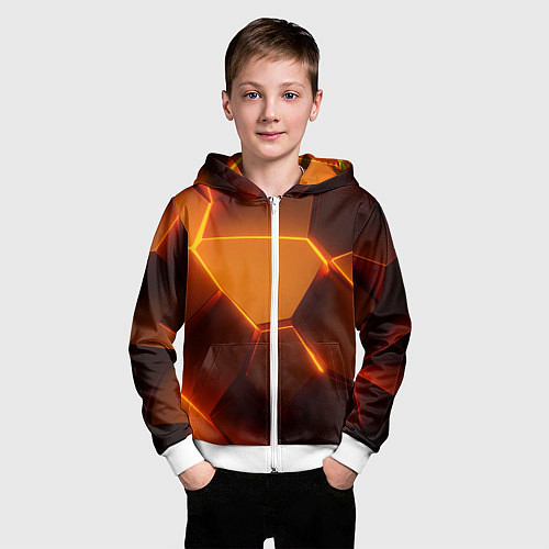 Детская толстовка на молнии Оранжевые объемные пластины / 3D-Белый – фото 3