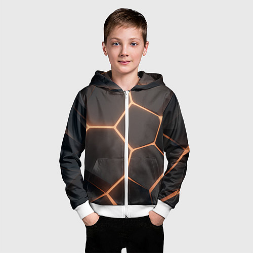 Детская толстовка на молнии Серая текстура из сот / 3D-Белый – фото 3