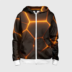 Толстовка на молнии детская Оранжевое свечение текстура, цвет: 3D-белый