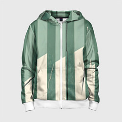 Толстовка на молнии детская Зеленые полосы, цвет: 3D-белый