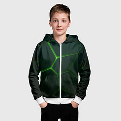 Толстовка на молнии детская Зеленые нано плиты, цвет: 3D-белый — фото 2