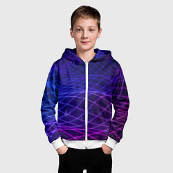 Толстовка на молнии детская Абстрактные волны из сот, цвет: 3D-белый — фото 2