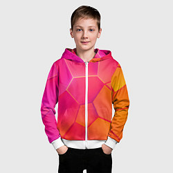 Толстовка на молнии детская Розово-оранжевые плиты, цвет: 3D-белый — фото 2