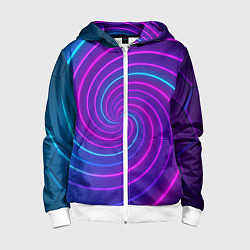 Толстовка на молнии детская Сине-фиолетовая спираль, цвет: 3D-белый
