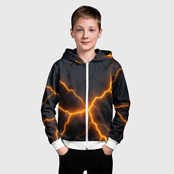 Толстовка на молнии детская Молнии и черные плиты, цвет: 3D-белый — фото 2