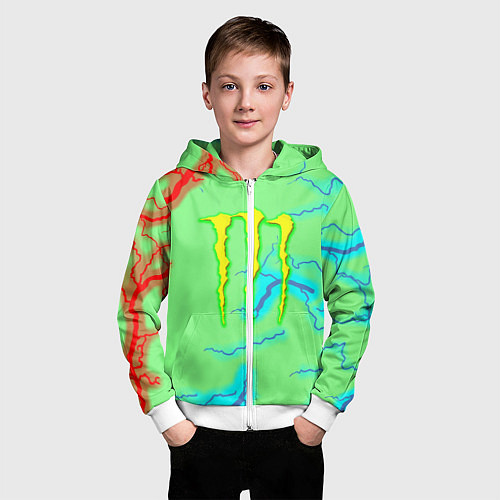 Детская толстовка на молнии Monster energy storm electrix / 3D-Белый – фото 3