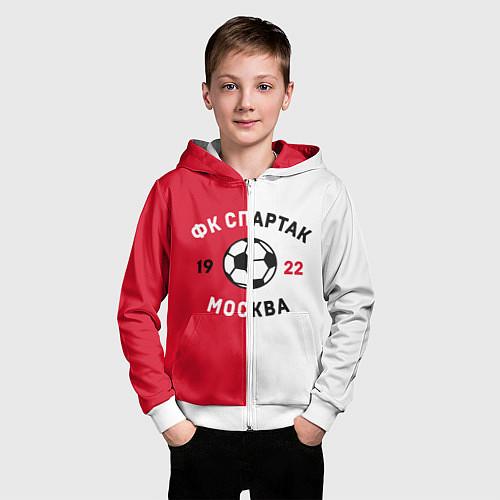 Детская толстовка на молнии ФК Спартак Москва 1922 / 3D-Белый – фото 3
