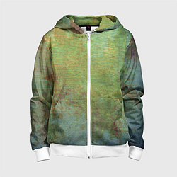 Толстовка на молнии детская Абстракция - green oil stain, цвет: 3D-белый