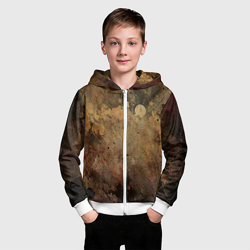 Детская толстовка на молнии Абстракция - dark pink paint spill / 3D-Белый – фото 3