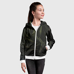 Толстовка на молнии детская Абстракция - green triangles, цвет: 3D-белый — фото 2