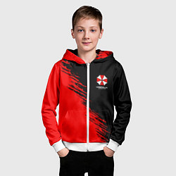 Толстовка на молнии детская Umbrella Corp - red and black, цвет: 3D-белый — фото 2